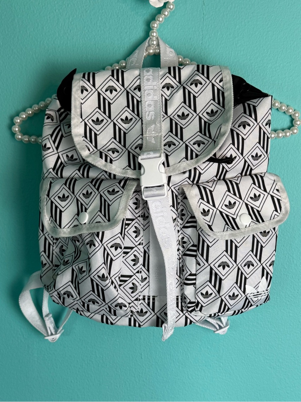 NWOT Adidas Originals White and Black Utility Mini Backpack One Size